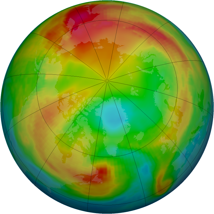 Arctic ozone map for 25 January 1980